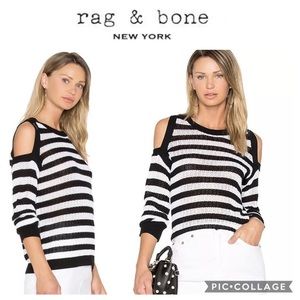 rag & bone/JEAN "Tracey" striped open-knit sweater